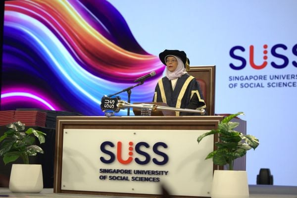 SUSS Chancellor Mdm Halimah Yacob presided over the first session of the Convocation