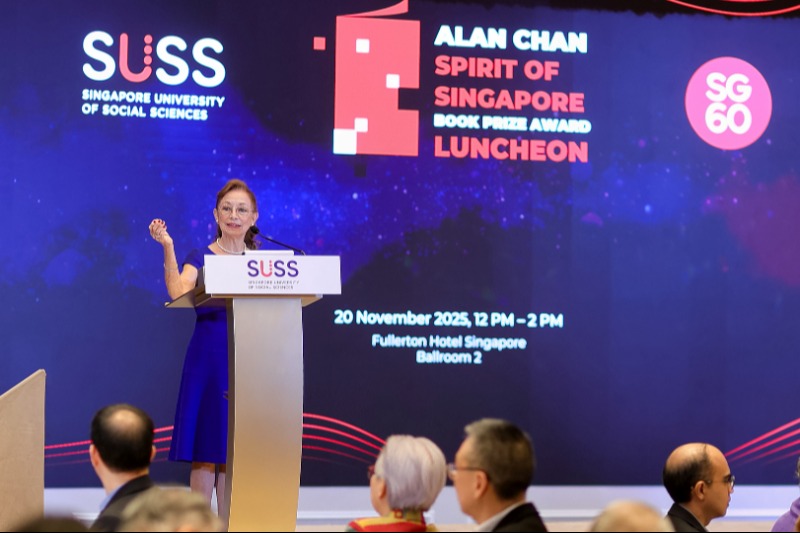 Chief Judge Mrs Triena Ong giving a speech at the Dr Alan H J Chan Book Prize Luncheon