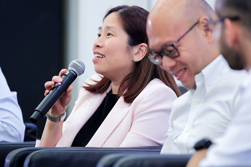 Ms Mavis Seow addressing audience question during the first panel discussion