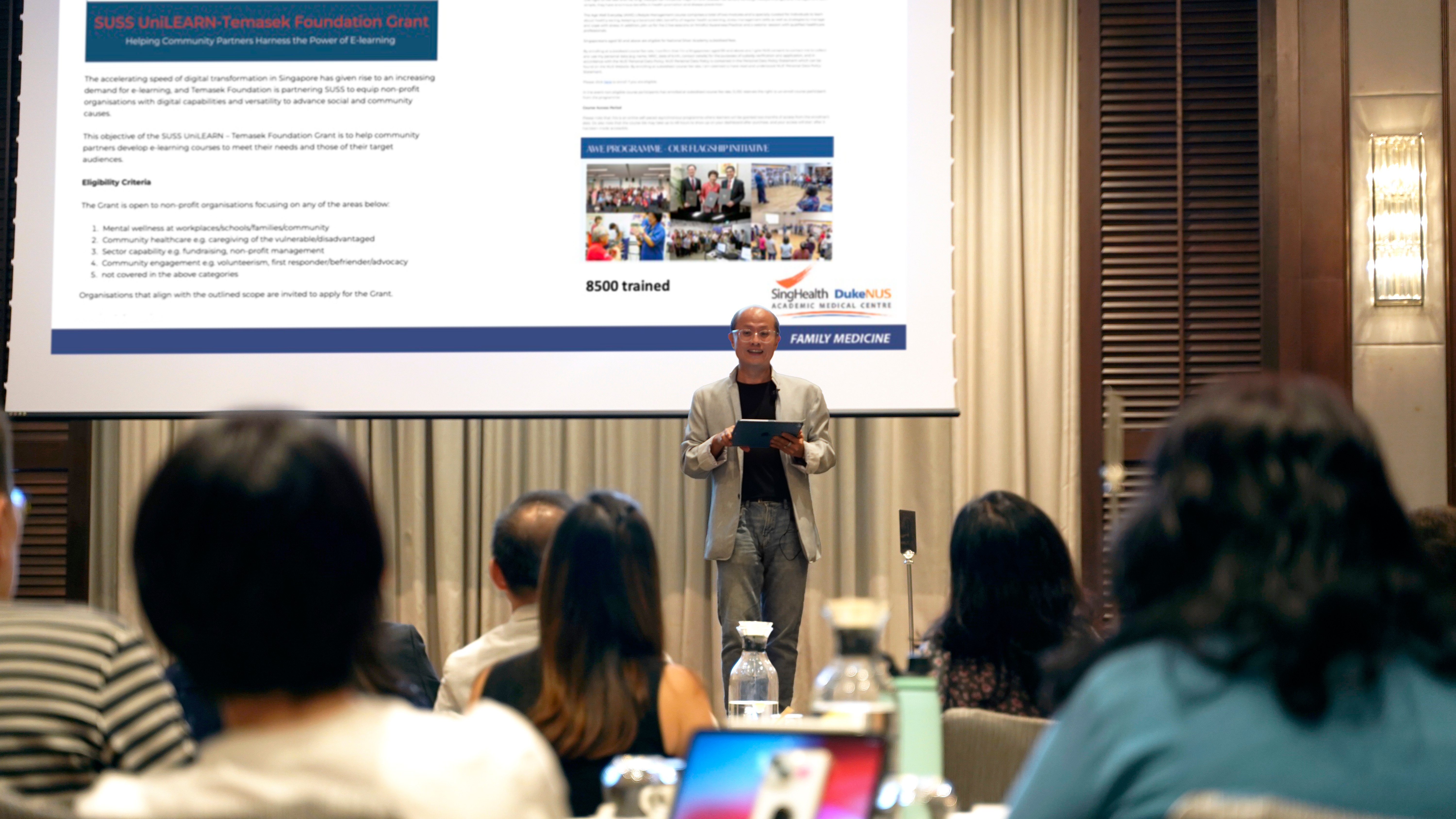 Associate Professor Ang Seng Bin highlighting the importance of learning through A.I. His advocacy for collaboration with social sector partners promises exciting advancements in course co-production and training.