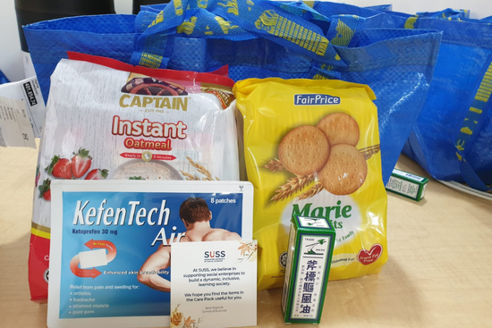 Supplies in the care packs distributed to the elderly. Supplies in the care packs distributed to the elderly.