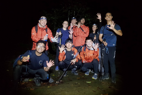 Students armed and ready to begin the final phase of the trek before daylight.