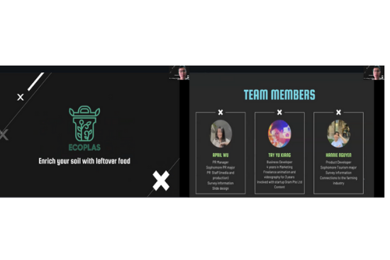 One of the winning teams, EcoPlas, uses leftover food as compost.