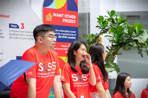 Our full-time student leaders Student Team Building Ambassadors STARS and part-time student leaders Anchors all ready to serve our freshmen at the gift redemption booth