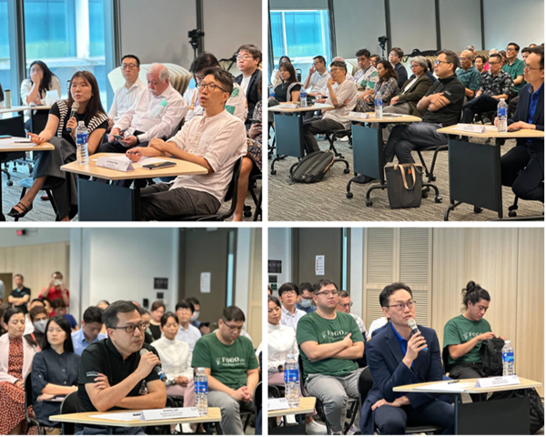 The panel of judges carefully evaluating the finalists: (clockwise from top left) Toh Xin Yi, SUSS Entrepreneurship (left); Tham Jierong, raiSE (left); Jack So, A*STAR; Jeremy Loh, Genesis Alternative Ventures.