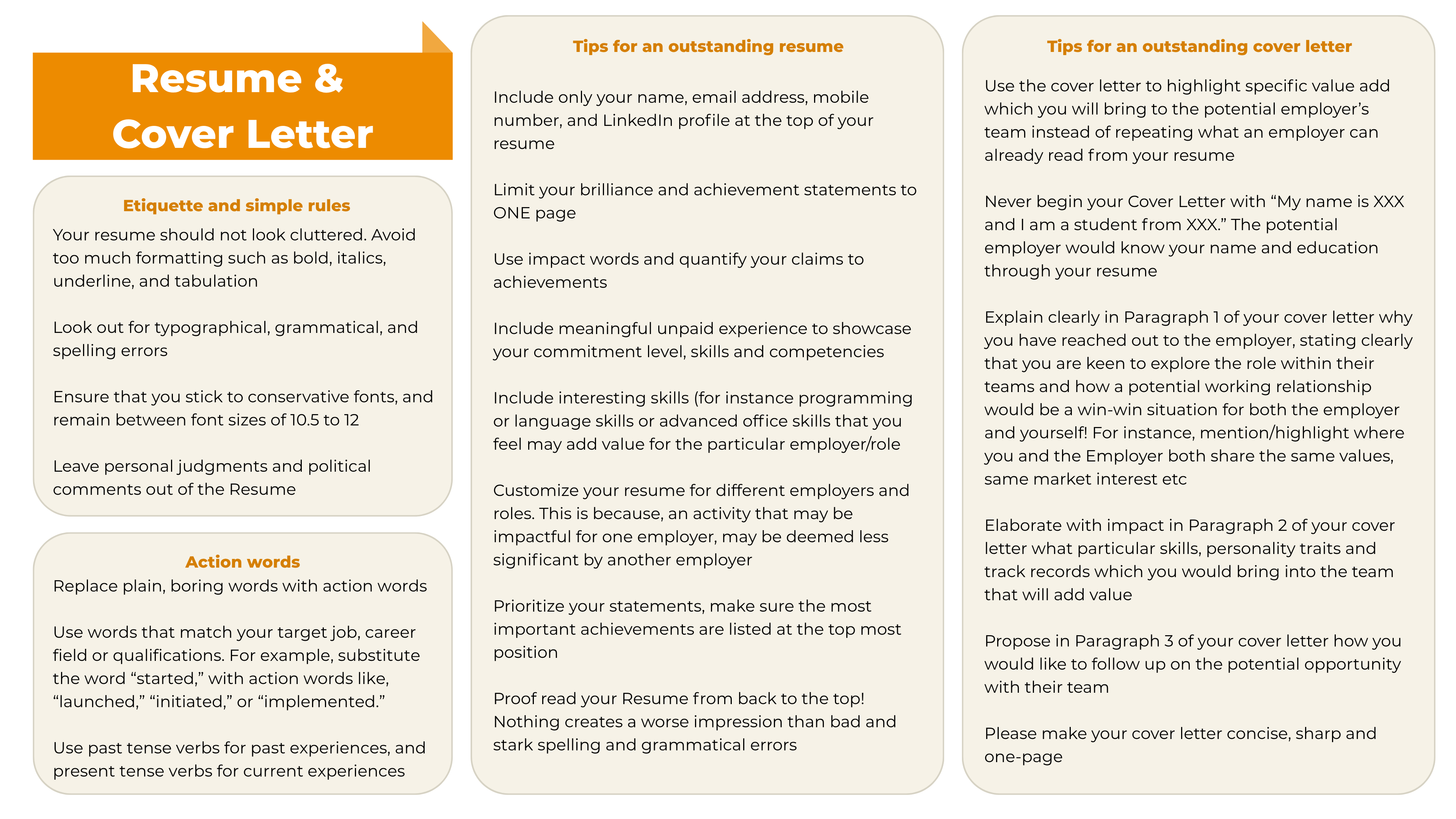 CD Career Handbook Resume & Cover Letter