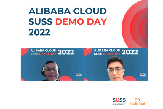 Opening speeches by Professor Robbie Goh, SUSS Provost (left) and Dr Derek Wang (General Manager, Alibaba Cloud Singapore) (right).
