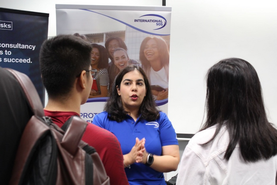Interactions with agency representatives at the career booths.