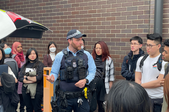 Students were given a tour by the officers of the Belconnen Police Station.